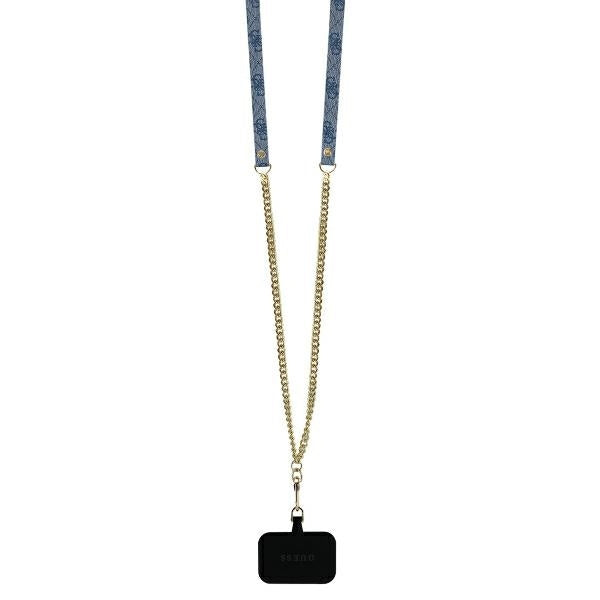 Pouzdro pro Apple iPhone 16 Pro Max, Guess, Crossbody 4G Triangle Strass, Modrá