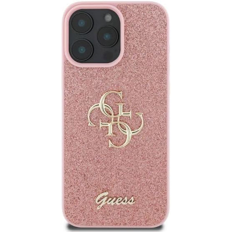 Pouzdro pro Apple iPhone 16 Pro Max, Guess, Fixed Glitter Big 4G, Růžové