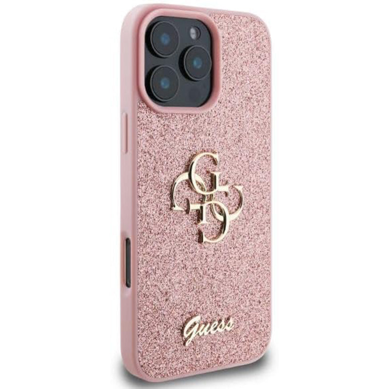 Pouzdro pro Apple iPhone 16 Pro Max, Guess, Fixed Glitter Big 4G, Růžové