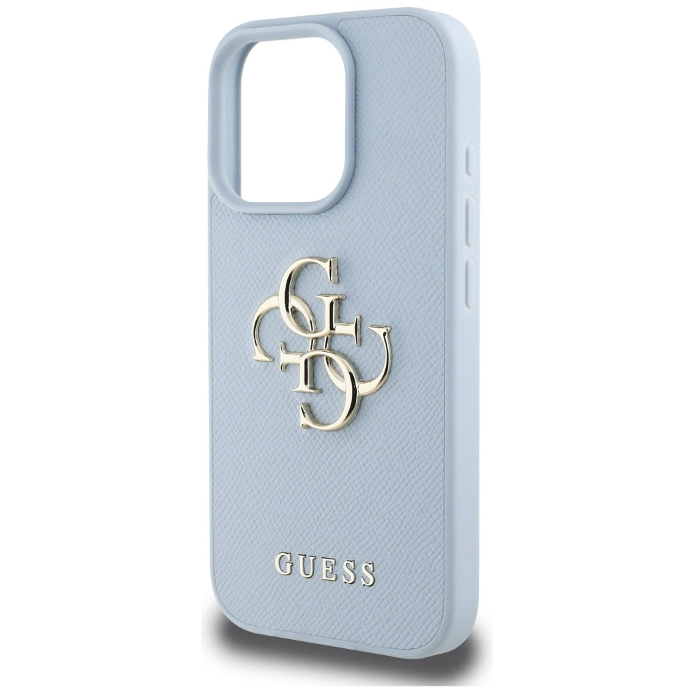 Pouzdro pro Apple iPhone 16 Pro Max, Guess, Grained Big 4G Logo Small Classic Logo, Modrá