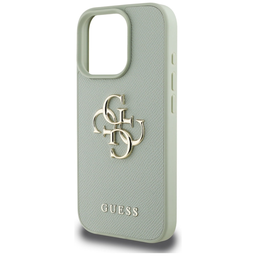 Pouzdro pro Apple iPhone 16 Pro Max, Guess, Grained Big 4G Logo Small Classic Logo, Zelená