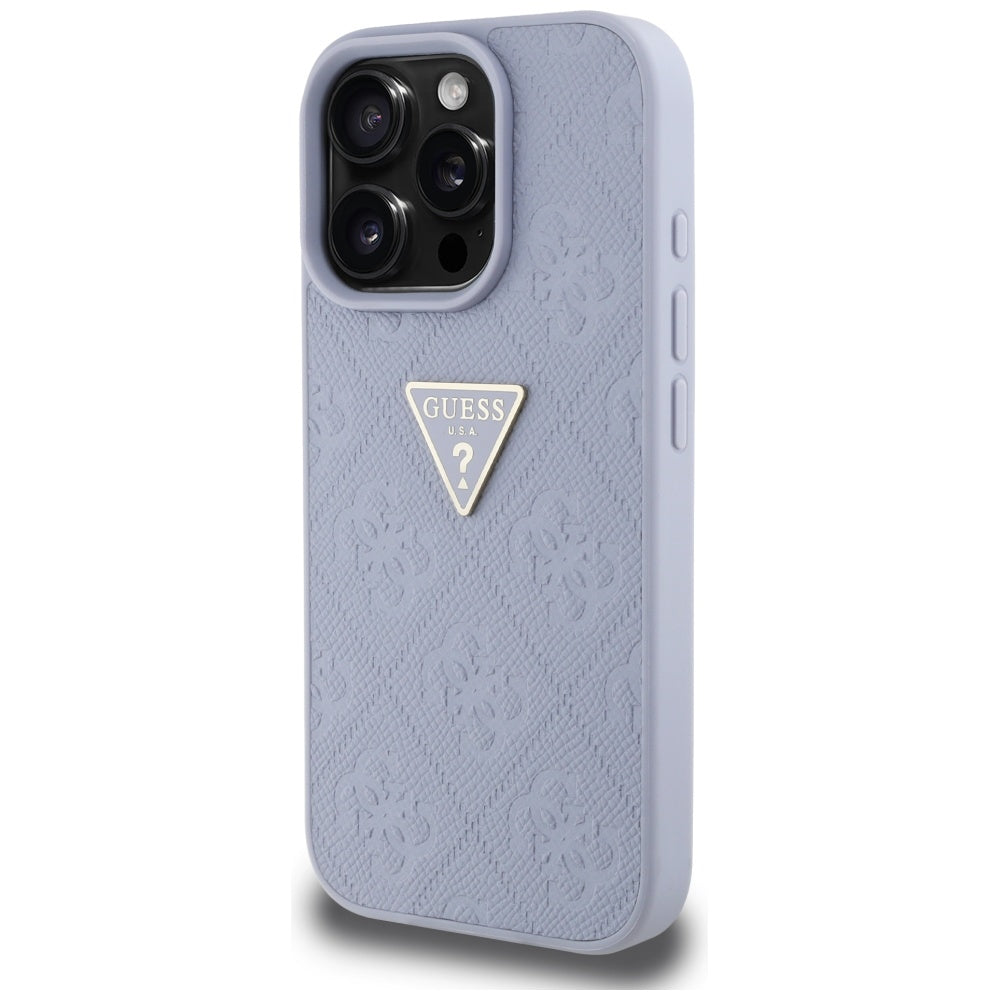 Pouzdro pro Apple iPhone 16 Pro Max, Guess, Hot Stamp 4G Pattern Triangle Logo, Světle fialová