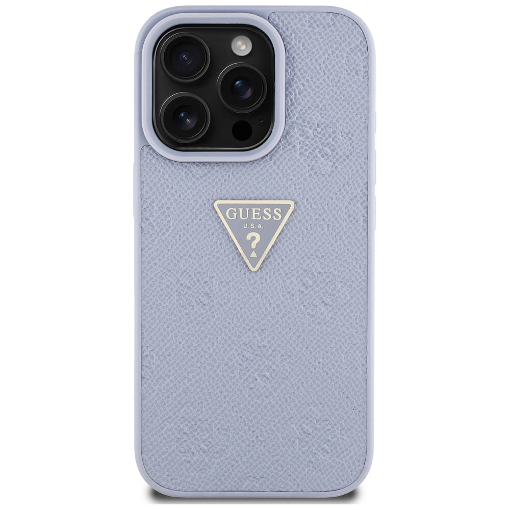 Pouzdro pro Apple iPhone 16 Pro Max, Guess, Hot Stamp 4G Pattern Triangle Logo, Světle fialová