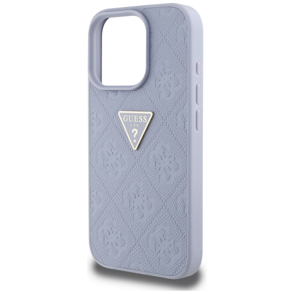 Pouzdro pro Apple iPhone 16 Pro Max, Guess, Hot Stamp 4G Pattern Triangle Logo, Světle fialová