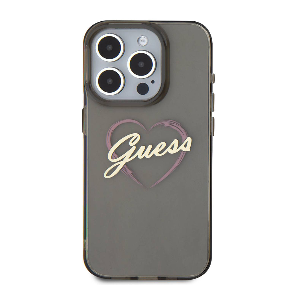 Pouzdro pro Apple iPhone 16 Pro Max, Guess, IML Heart, Černá