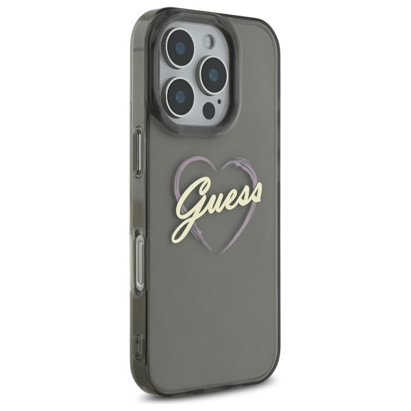 Pouzdro pro Apple iPhone 16 Pro Max, Guess, IML Heart, Černá