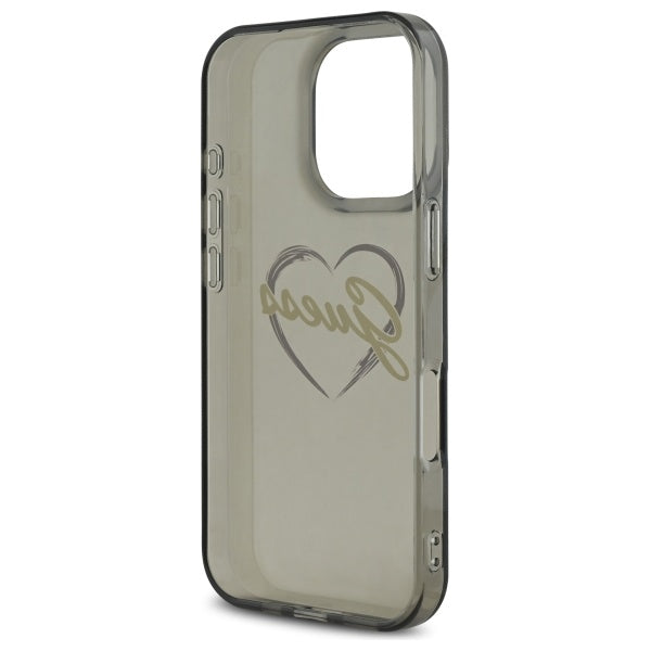 Pouzdro pro Apple iPhone 16 Pro Max, Guess, IML Heart, Černá