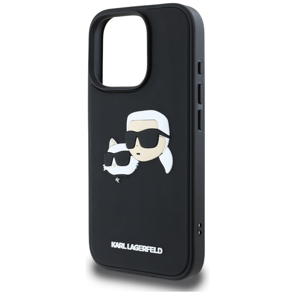 Pouzdro pro Apple iPhone 16 Pro Max, Karl Lagerfeld, 3D Rubber Karl & Choupette, Černá