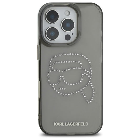 Case for Apple iPhone 16 Pro Max, Karl Lagerfeld, IML Rhinestones Karl's Head, Black