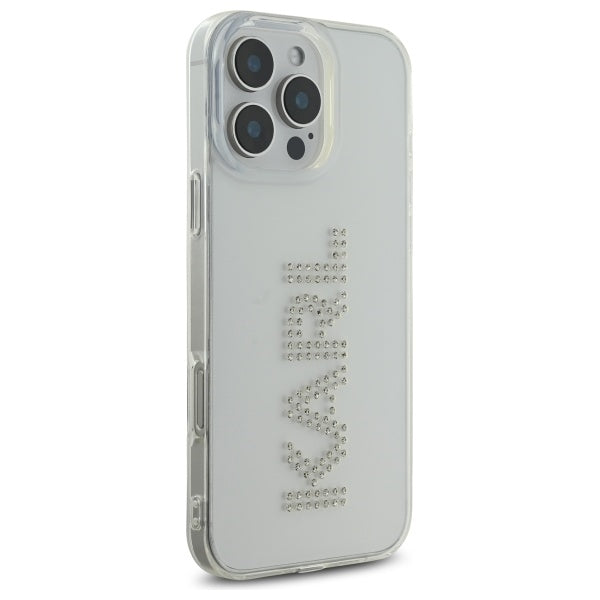 Pouzdro pro Apple iPhone 16 Pro Max, Karl Lagerfeld, IML Rhinestones Transparent Logo, Průhledné