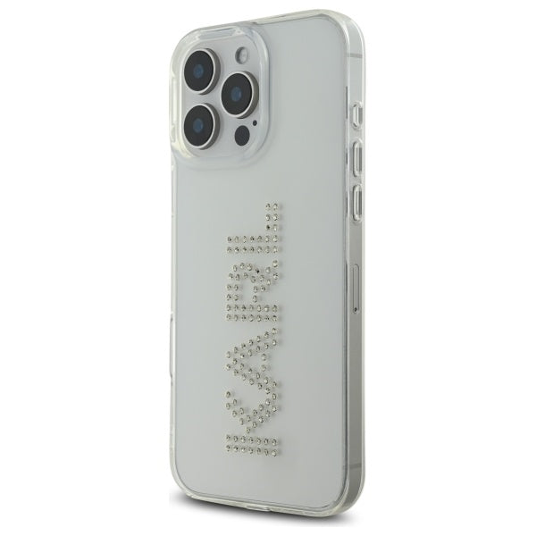 Pouzdro pro Apple iPhone 16 Pro Max, Karl Lagerfeld, IML Rhinestones Transparent Logo, Průhledné