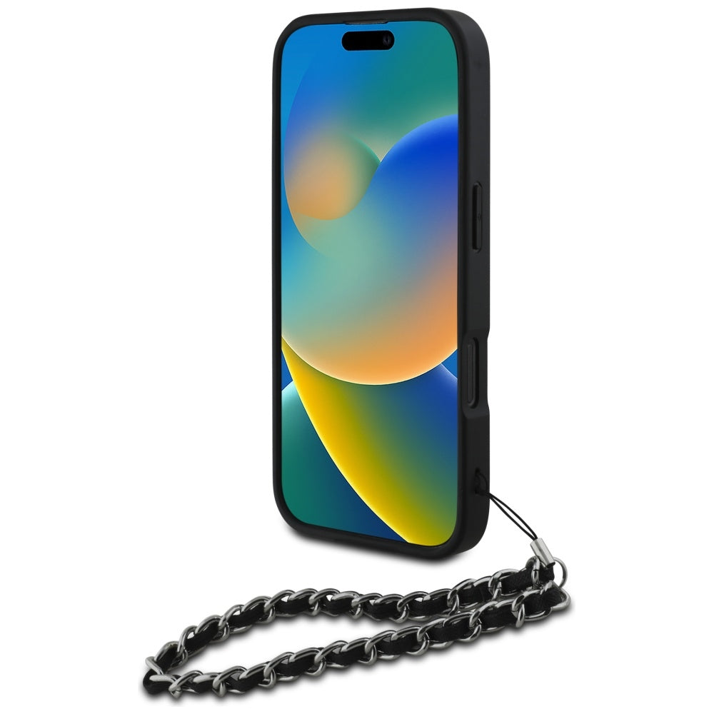 Pouzdro pro Apple iPhone 16 Pro Max, Karl Lagerfeld, Saffiano Crystals & Charm, Černá