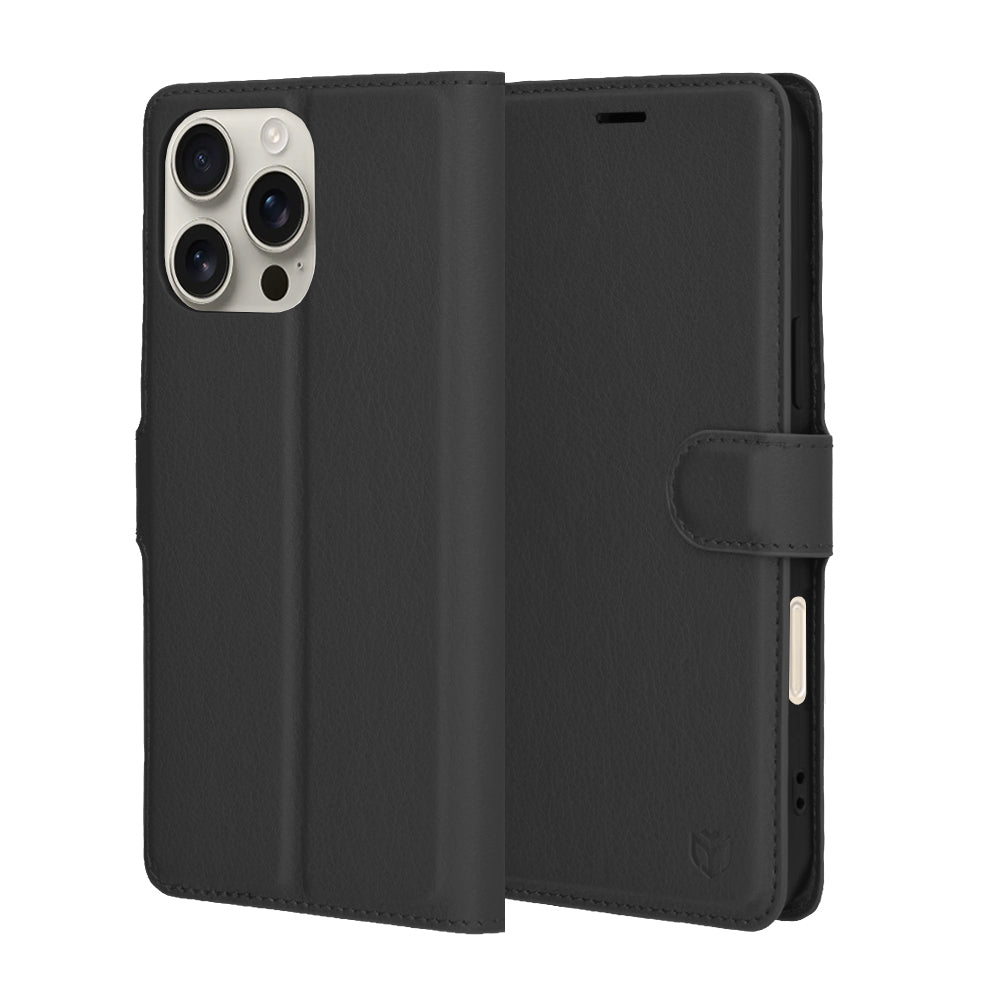 Pouzdro pro Apple iPhone 16 Pro Max, Techsuit, Leather Folio, Černá