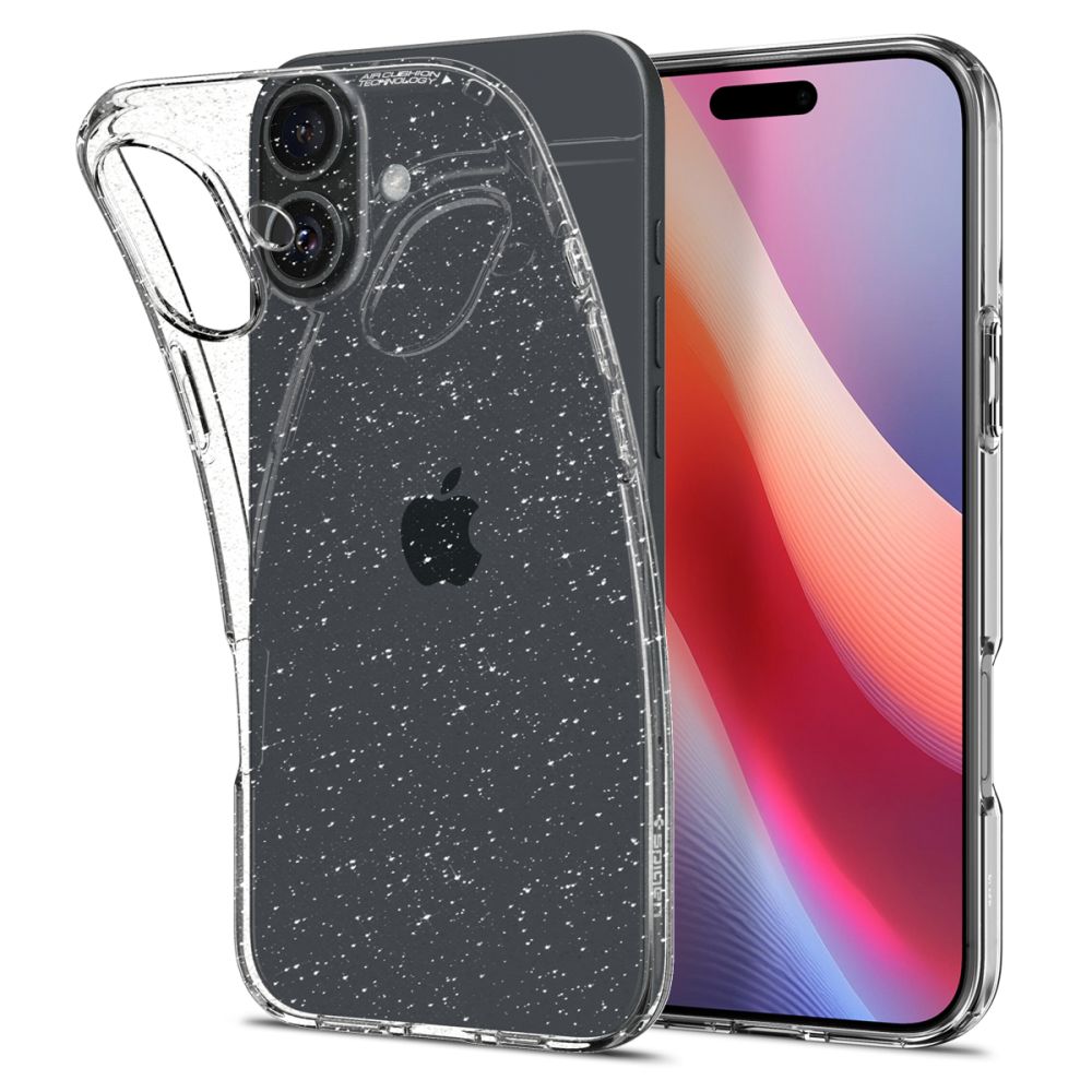 Pouzdro pro Apple iPhone 16, Spigen, Liquid Crystal Glitter, Transparentní ACS08192