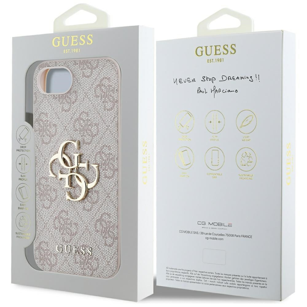 Pouzdro pro Apple iPhone 17e / 16e, Guess, 4G Big Logo, Růžové