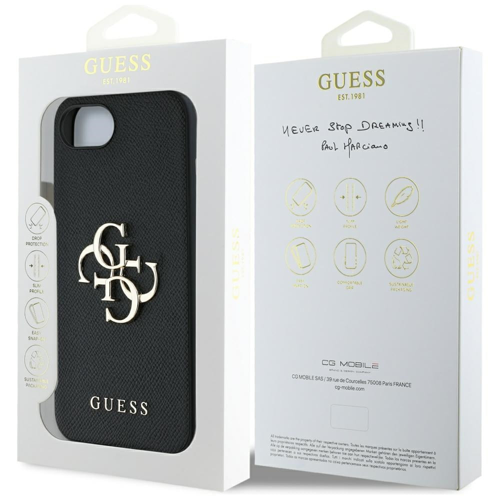 Pouzdro pro Apple iPhone 17e / 16e, Guess, 4G Grained Big and Classic Logo, Černá