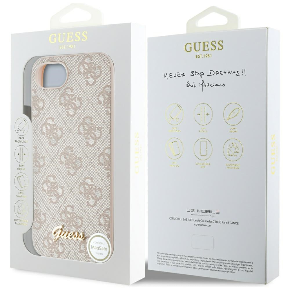 Case for Apple iPhone 17e / 16e, Guess, 4G Script Logo, Pink