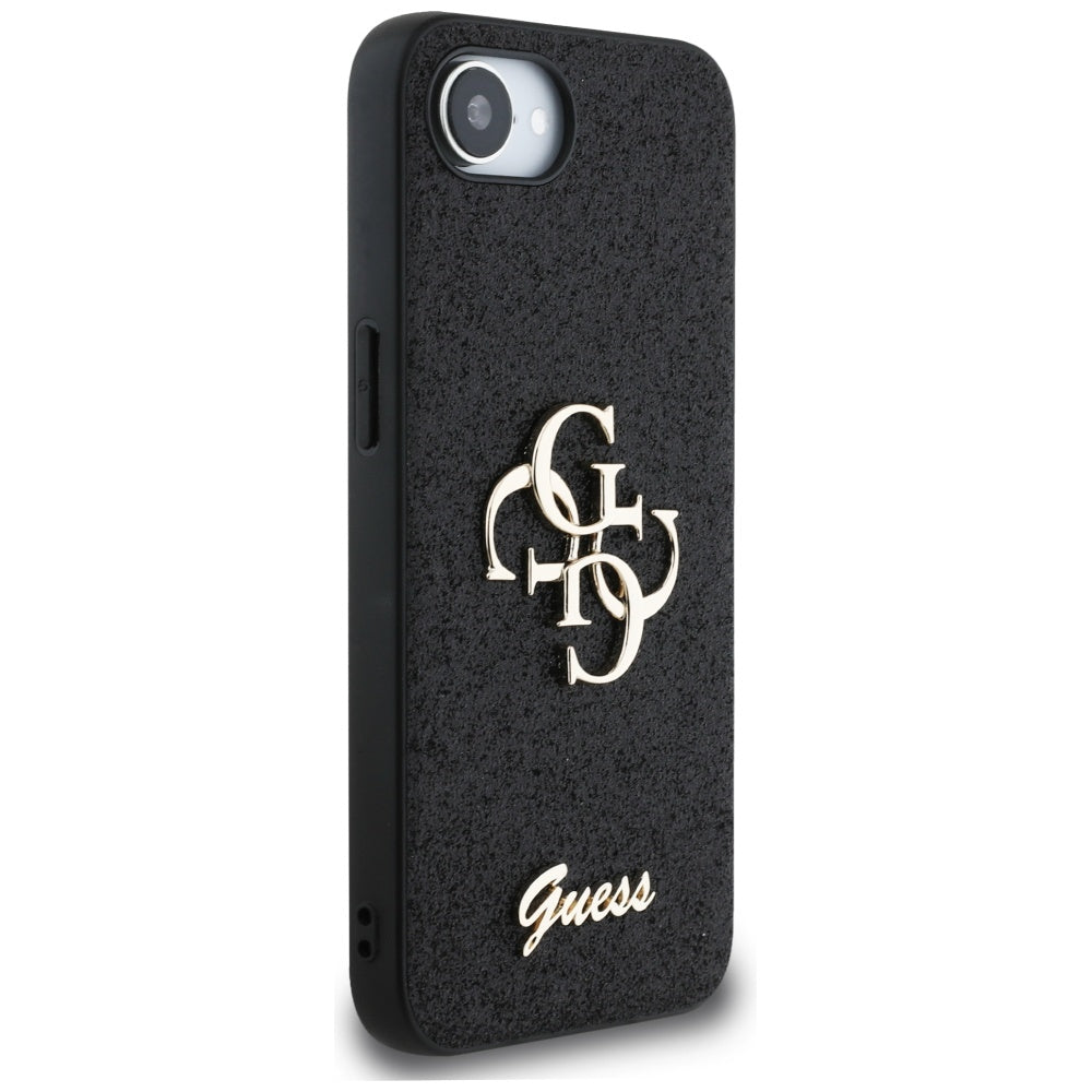 Pouzdro pro Apple iPhone 17e / 16e, Guess, Fixed Glitter Big 4G, Černá