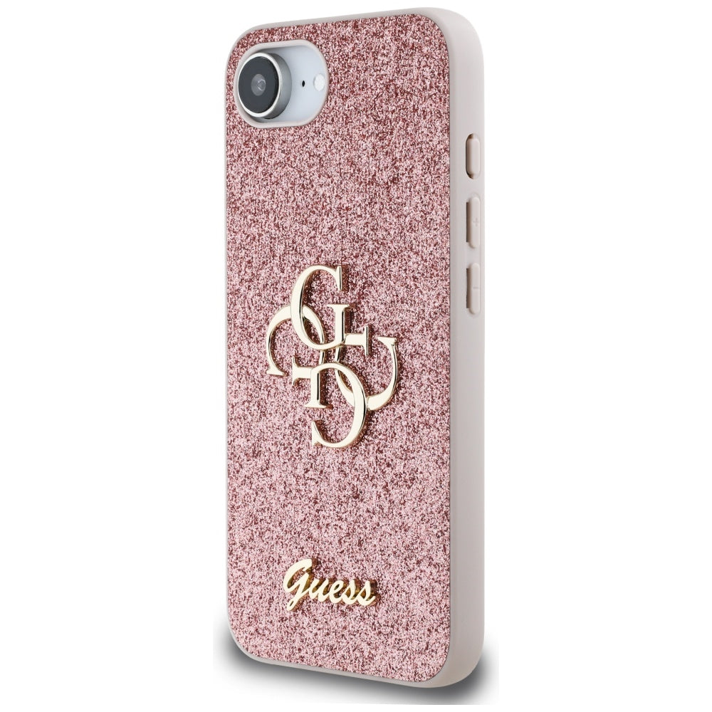 Pouzdro pro Apple iPhone 17e / 16e, Guess, Fixed Glitter Big 4G, Růžové