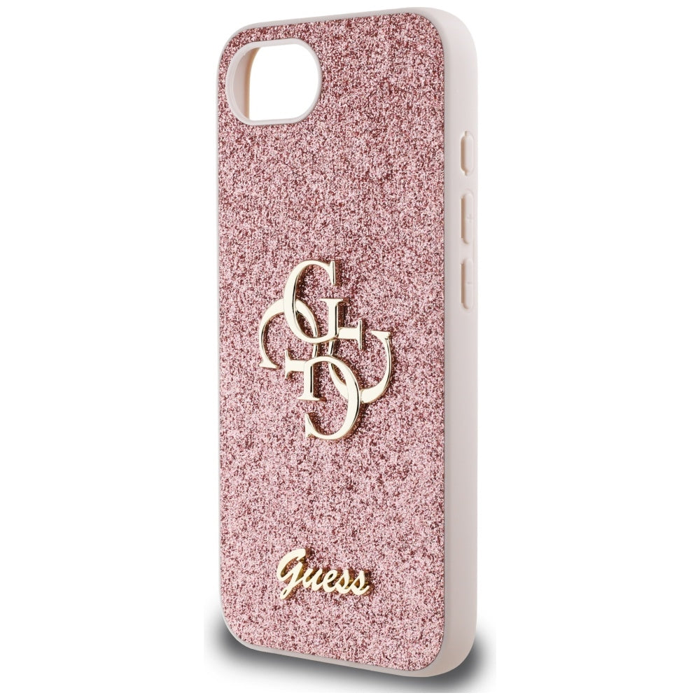 Pouzdro pro Apple iPhone 17e / 16e, Guess, Fixed Glitter Big 4G, Růžové