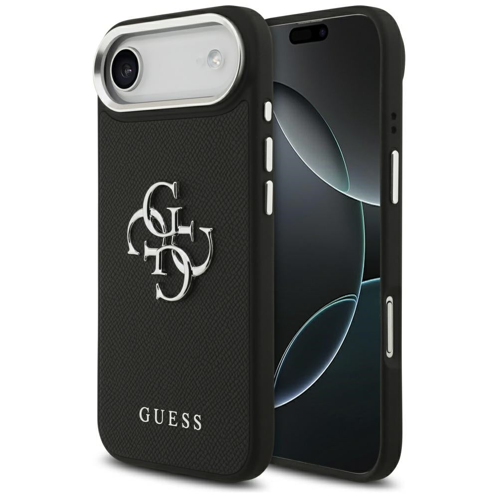 Pouzdro pro Apple iPhone 17 Air, Guess, 4G Grained Big and Classic Logo, Černé Stříbrné