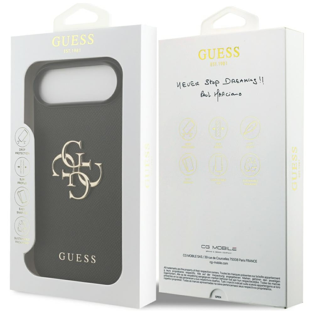 Pouzdro pro Apple iPhone 17 Air, Guess, 4G Grained Big and Classic Logo, Černá