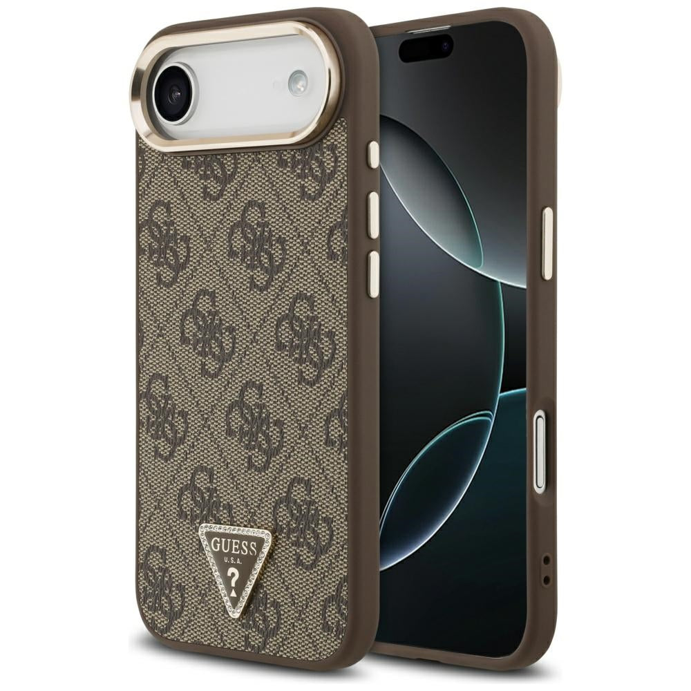 Pouzdro pro Apple iPhone 17 Air, Guess, 4G Triangle Logo, Zlatohnědá