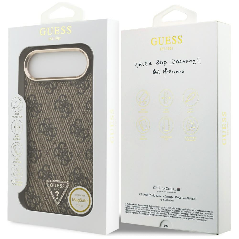 Pouzdro pro Apple iPhone 17 Air, Guess, 4G Triangle Logo, Zlatohnědá