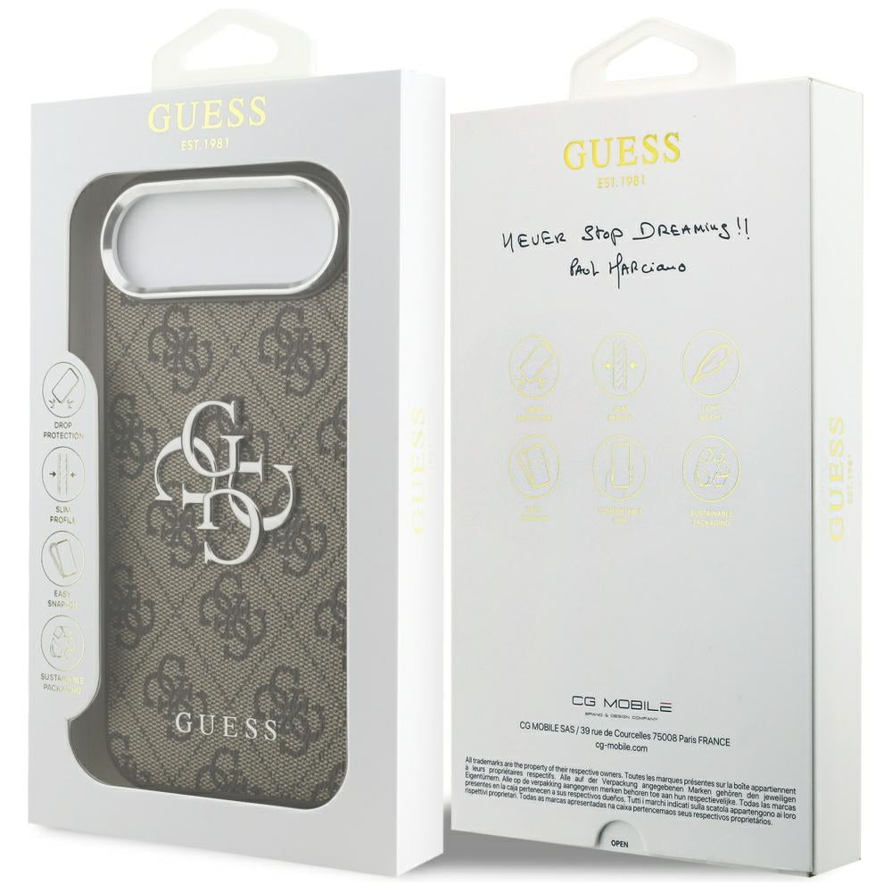 Pouzdro pro Apple iPhone 17 Air, Guess, Big 4G Logo Classic, Hnědo Stříbrné