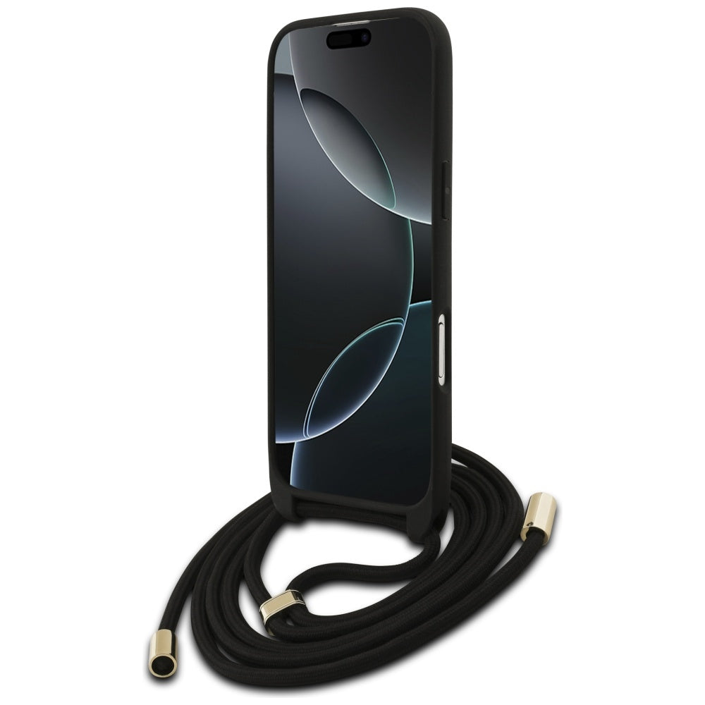 Pouzdro pro Apple iPhone 17 Air, Guess, Crossbody Cord 4G Big Log, černá