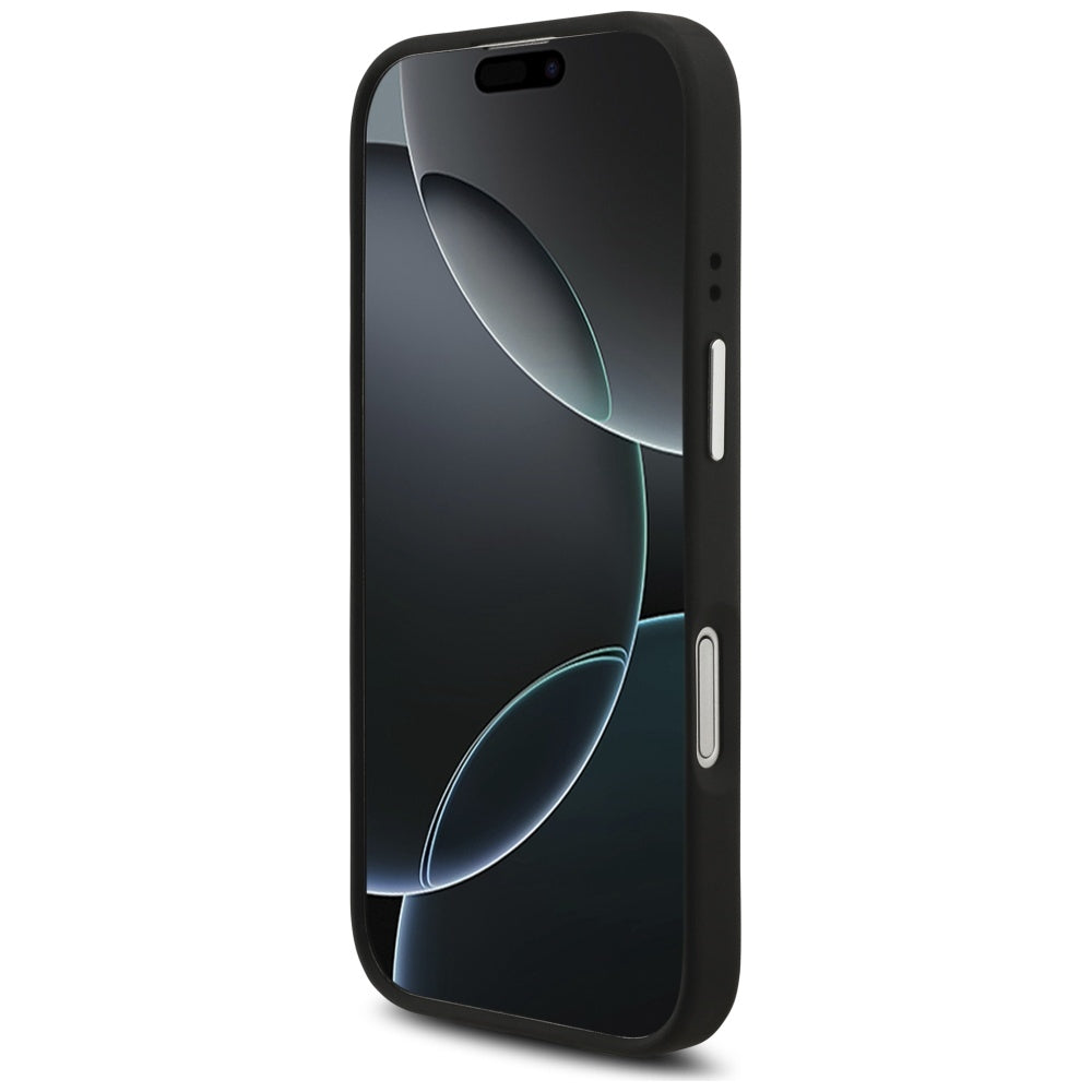 Pouzdro pro Apple iPhone 17, Guess, 4G Grained Big and Classic Logo, Černé Stříbrné