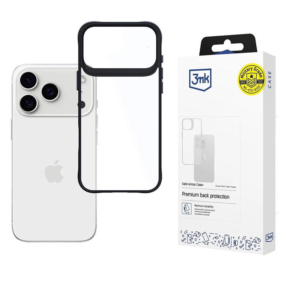 Pouzdro pro Apple iPhone 17 Pro, 3MK, Satin Armor Case+, Černá