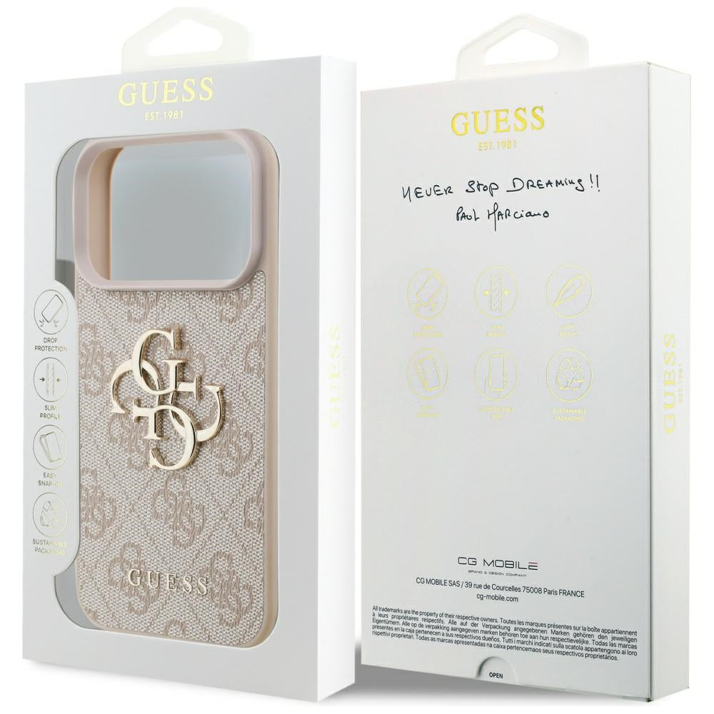 Pouzdro pro Apple iPhone 17 Pro, Guess, 4G Big Logo, Růžové