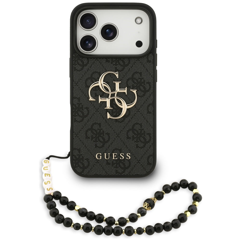 Pouzdro pro Apple iPhone 17 Pro, Guess, 4G Classic Logo with Strap, Černá