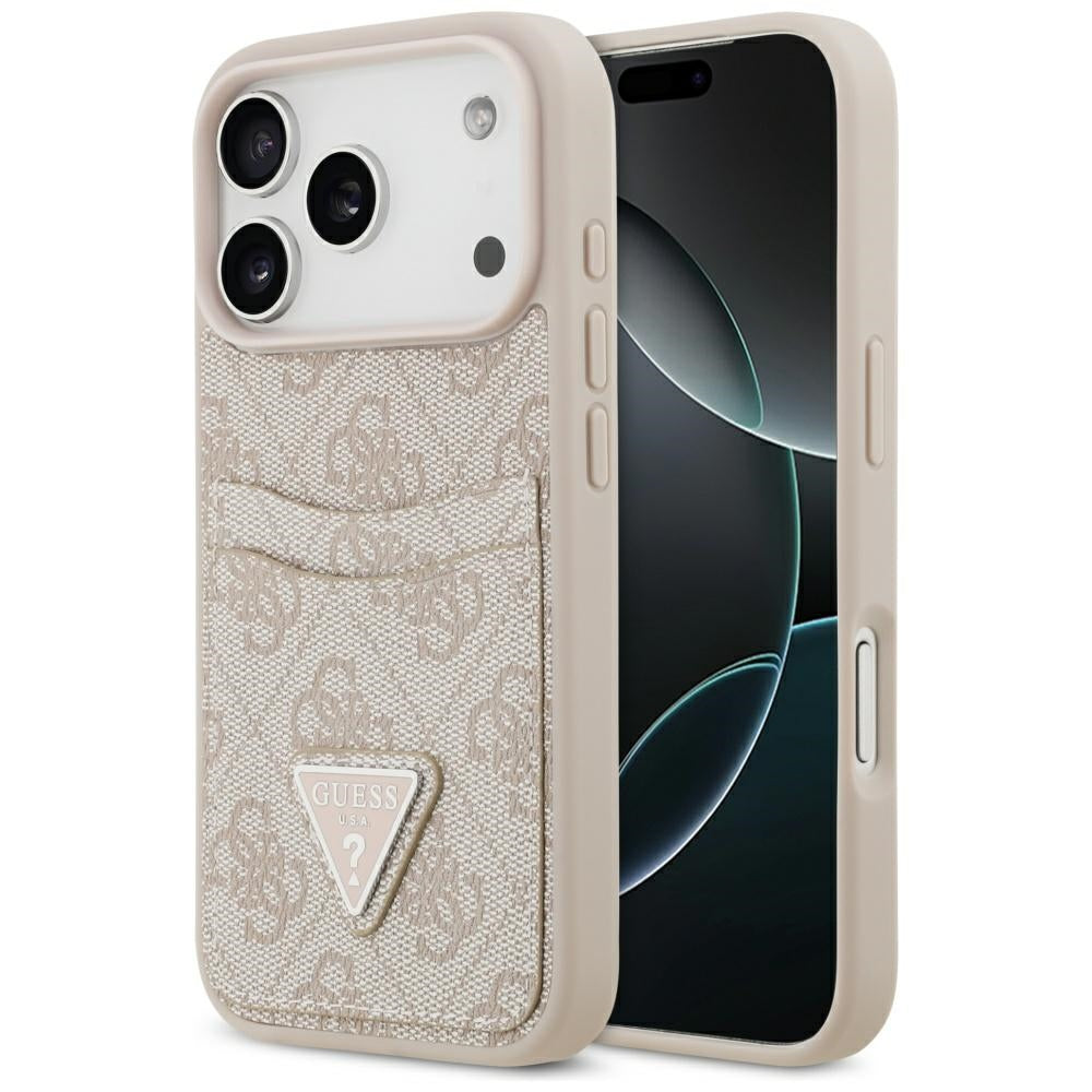 Pouzdro pro Apple iPhone 17 Pro, Guess, 4G Double Card Triangle, Růžové