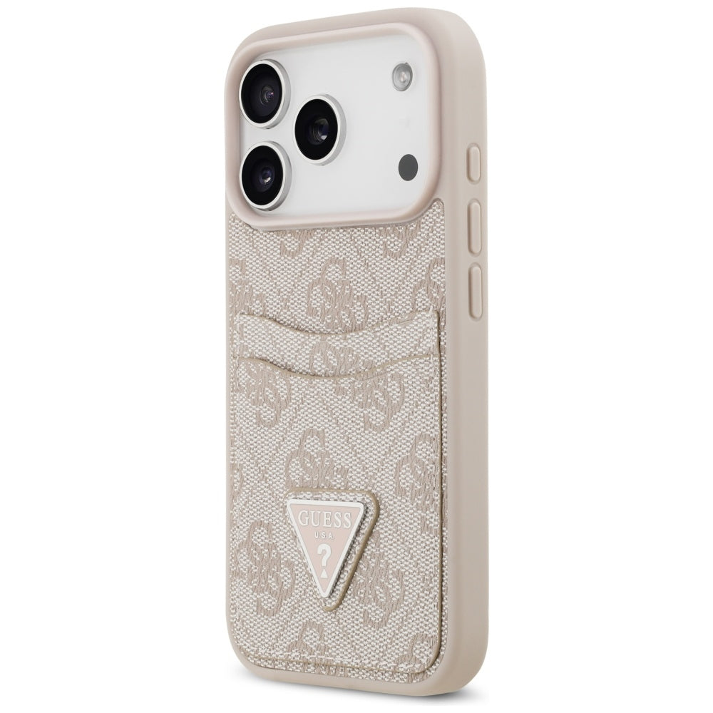 Pouzdro pro Apple iPhone 17 Pro, Guess, 4G Double Card Triangle, Růžové
