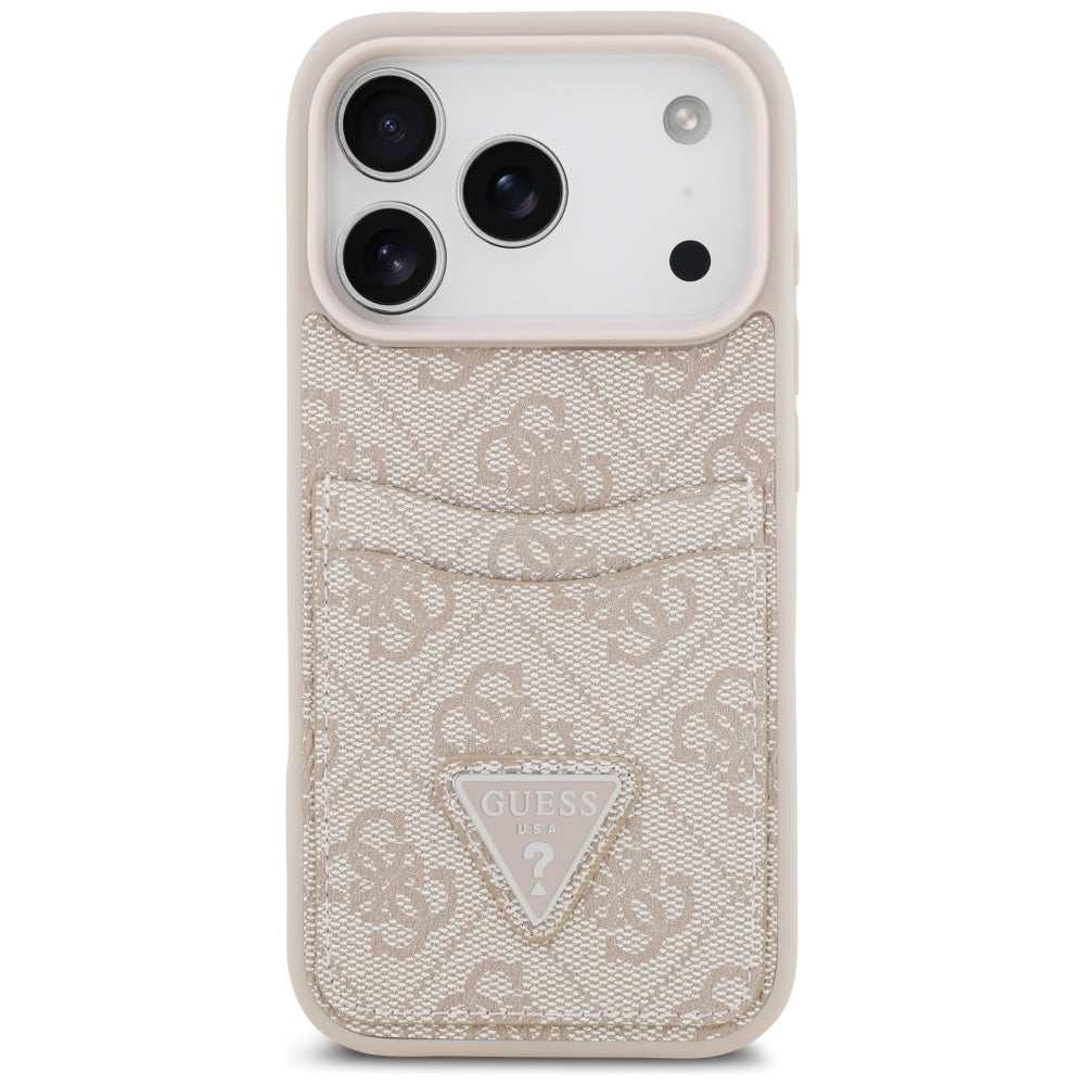 Pouzdro pro Apple iPhone 17 Pro, Guess, 4G Double Card Triangle, Růžové