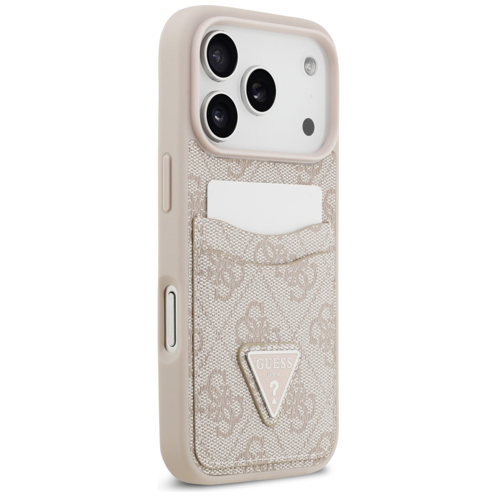 Pouzdro pro Apple iPhone 17 Pro, Guess, 4G Double Card Triangle, Růžové