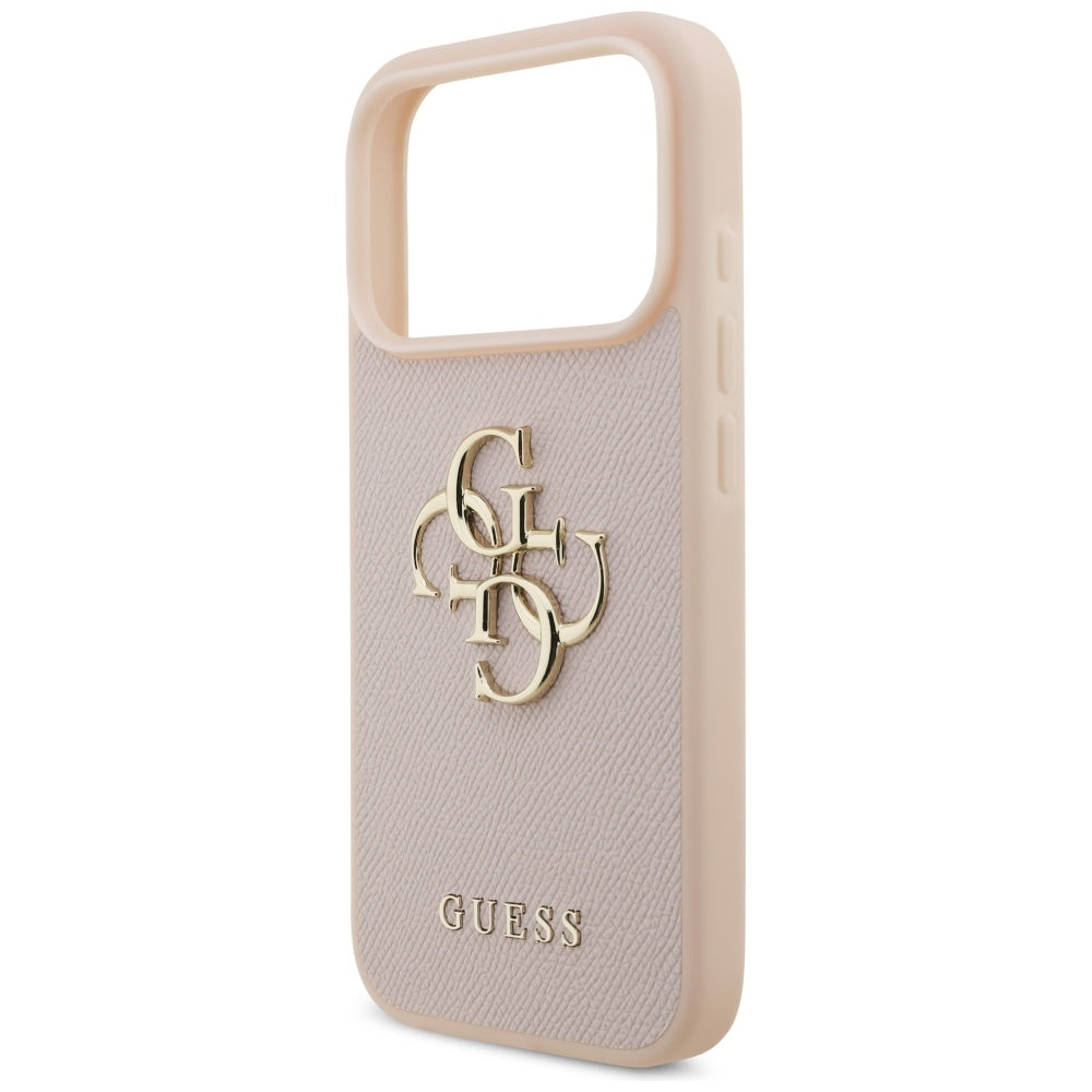 Case for Apple iPhone 17 Pro, Guess, 4G Grained Big and Classic Logo, Pink