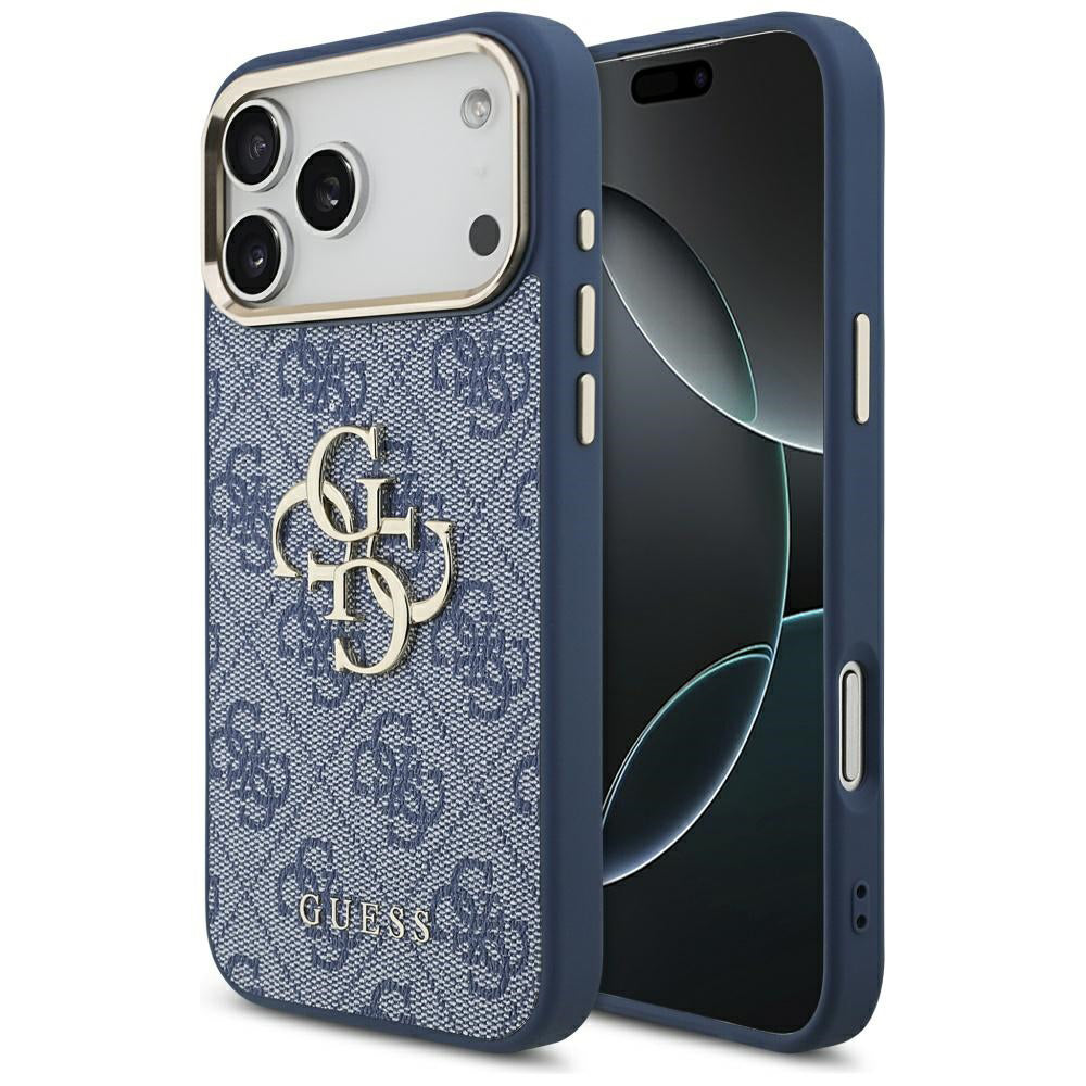 Pouzdro pro Apple iPhone 17 Pro, Guess, Big 4G Logo Classic, Zlatomodrá