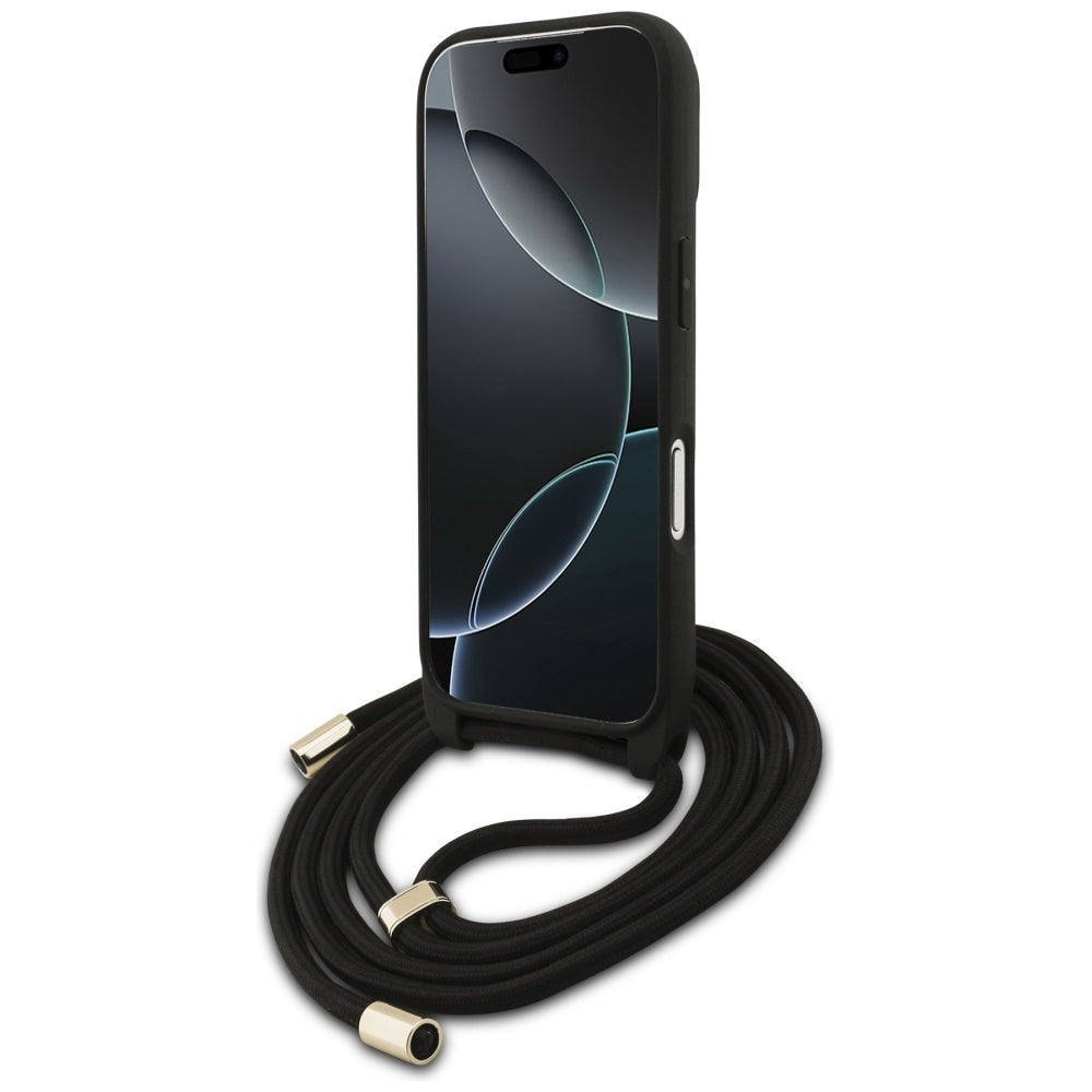 Pouzdro pro Apple iPhone 17 Pro, Guess, Crossbody Cord 4G Big Log, hnědá