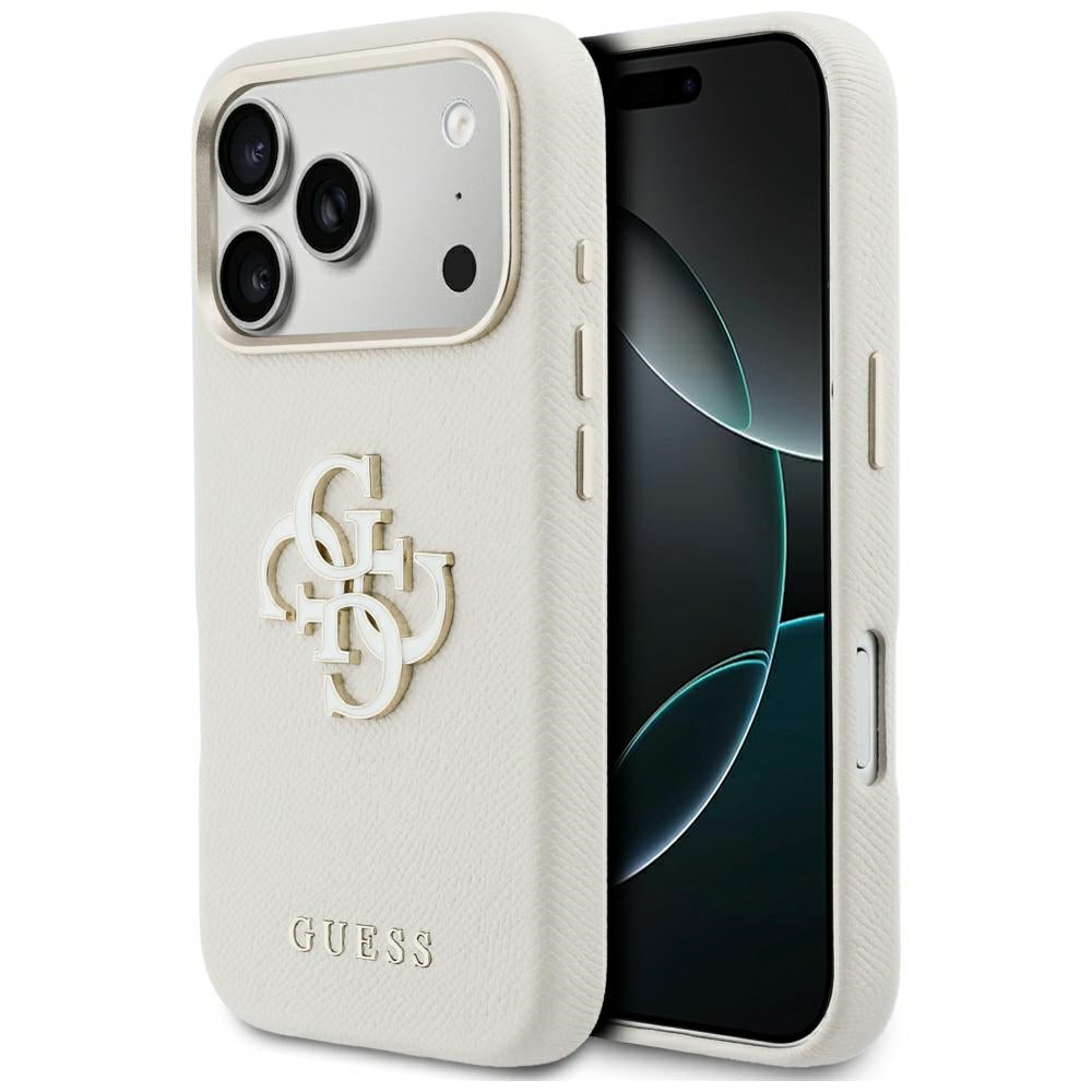 Pouzdro pro Apple iPhone 17 Pro, Guess, Resin Logo, Bežové
