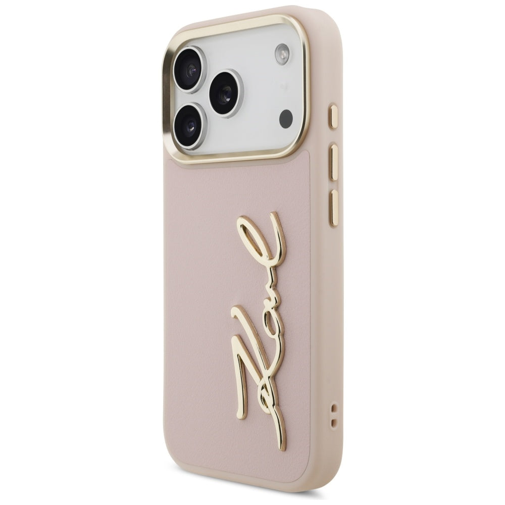 Pouzdro pro Apple iPhone 17 Pro, Karl Lagerfeld, Script Logo, Růžové