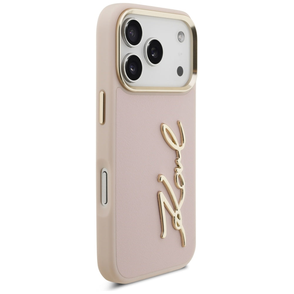 Pouzdro pro Apple iPhone 17 Pro, Karl Lagerfeld, Script Logo, Růžové
