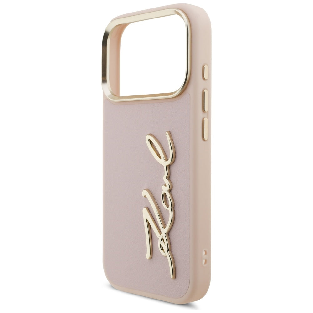 Pouzdro pro Apple iPhone 17 Pro, Karl Lagerfeld, Script Logo, Růžové