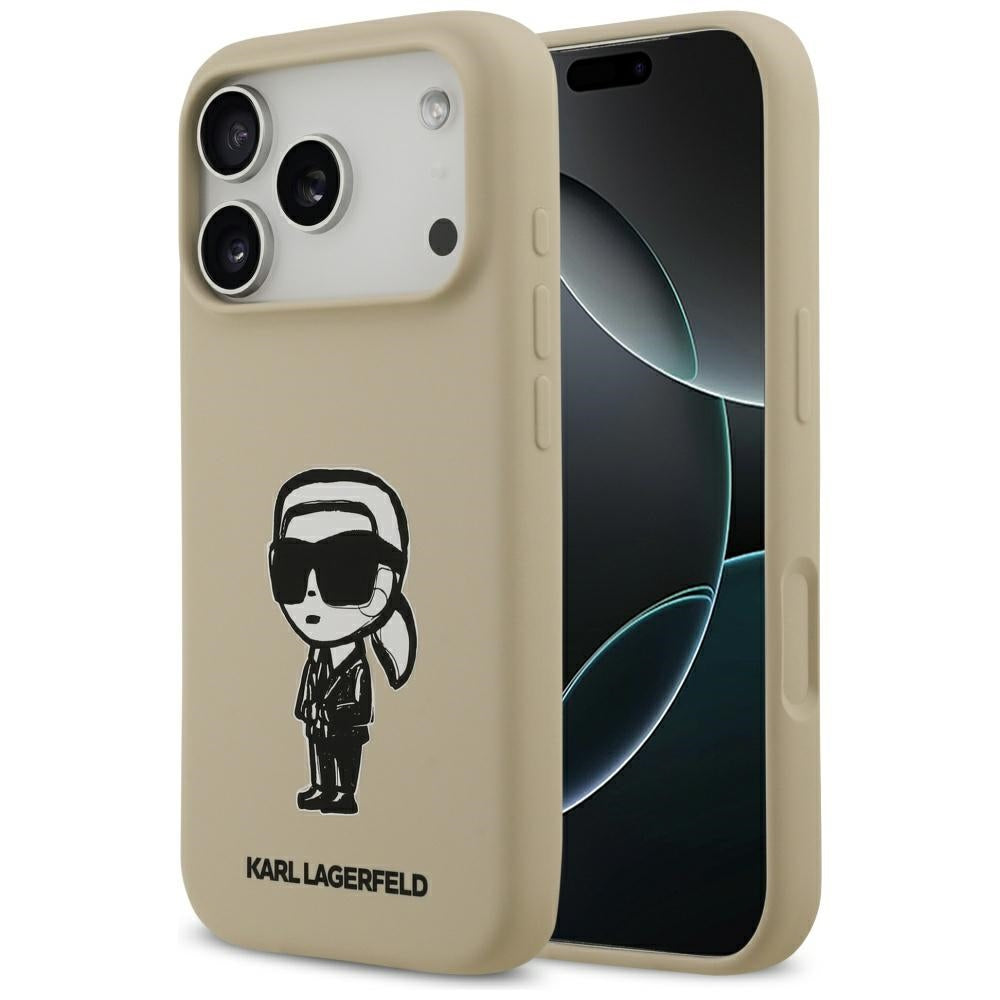 Pouzdro pro Apple iPhone 17 Pro, Karl Lagerfeld, Sketch and Logo Karl, Hnědá