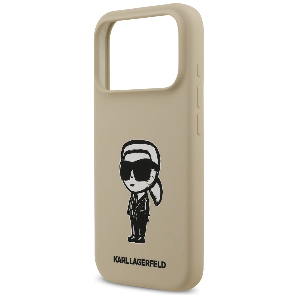 Pouzdro pro Apple iPhone 17 Pro, Karl Lagerfeld, Sketch and Logo Karl, Hnědá