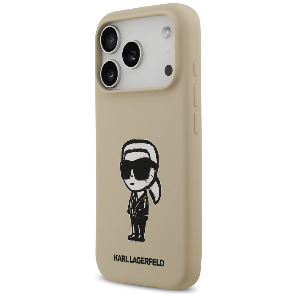 Pouzdro pro Apple iPhone 17 Pro, Karl Lagerfeld, Sketch and Logo Karl, Hnědá