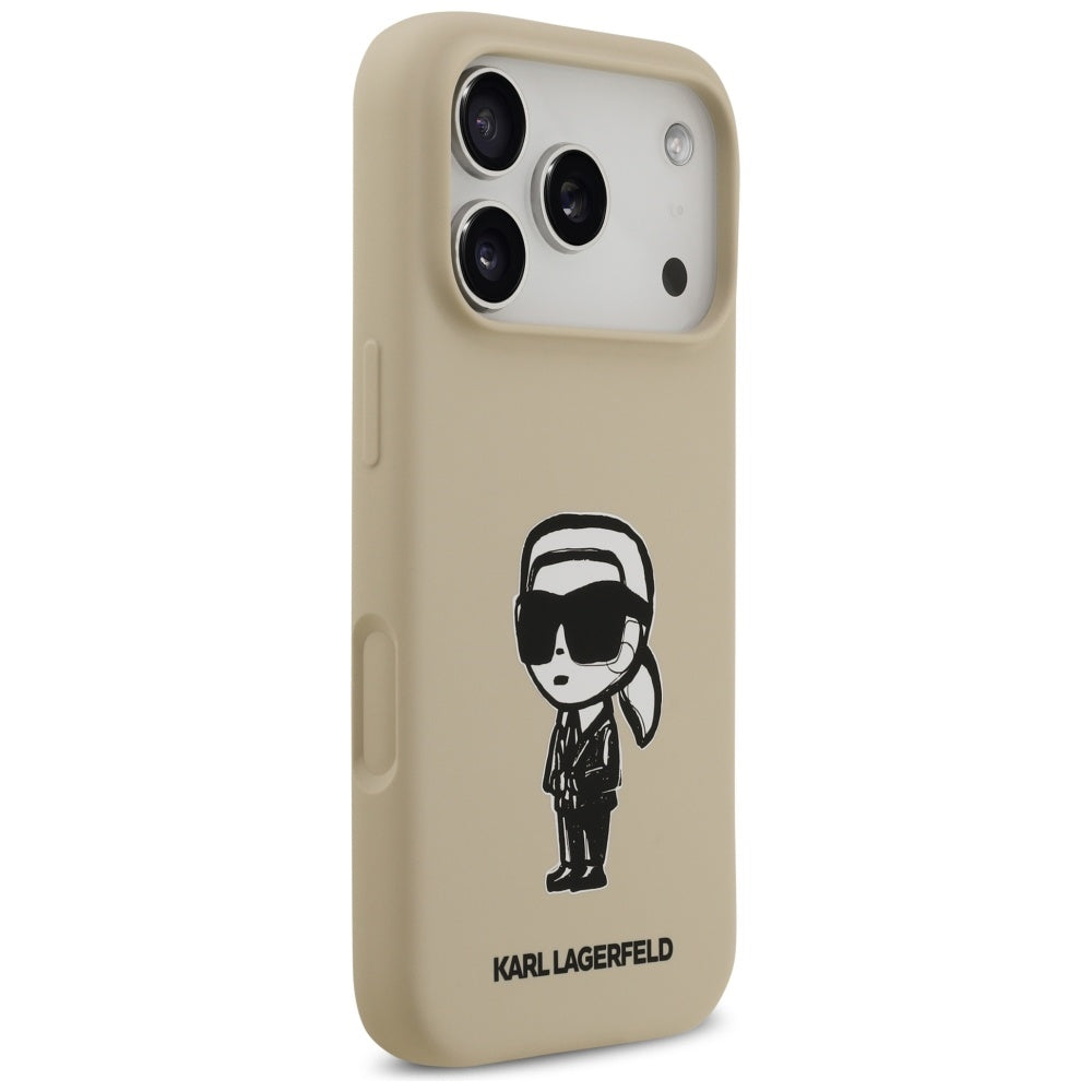 Pouzdro pro Apple iPhone 17 Pro, Karl Lagerfeld, Sketch and Logo Karl, Hnědá