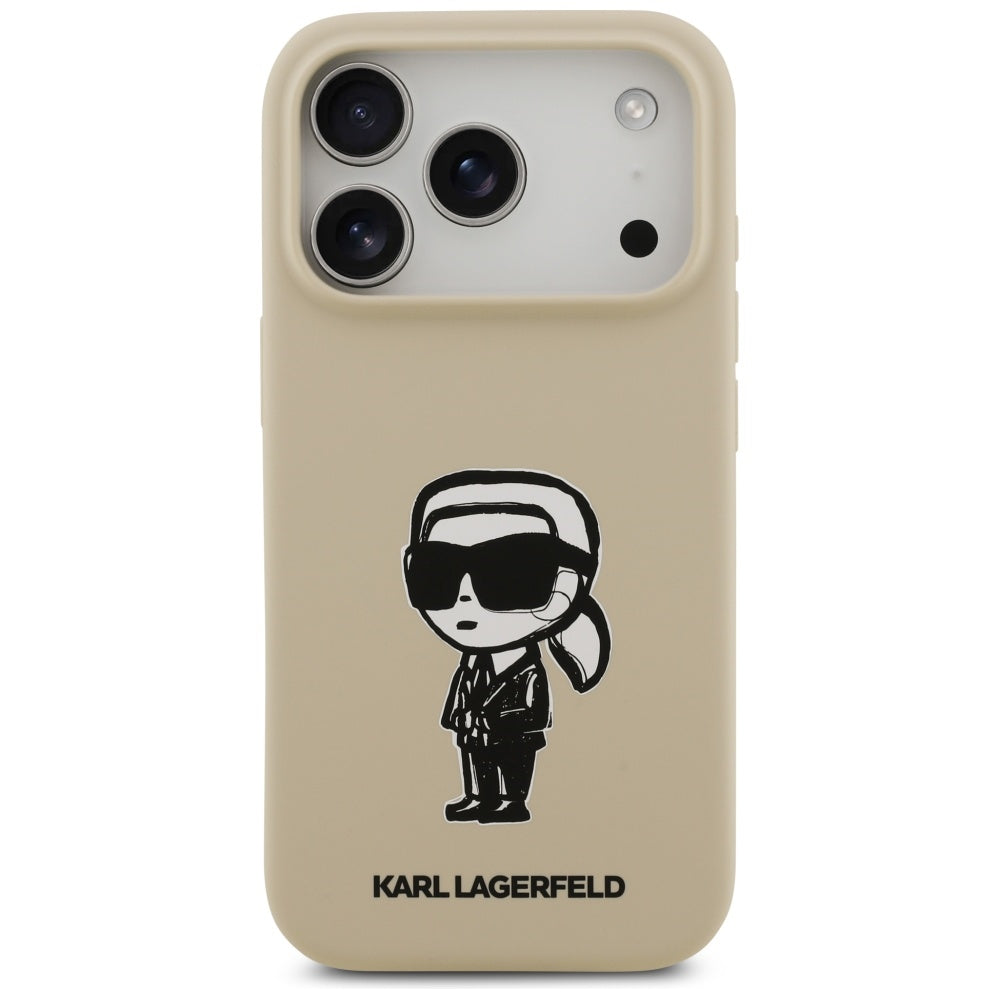 Pouzdro pro Apple iPhone 17 Pro, Karl Lagerfeld, Sketch and Logo Karl, Hnědá